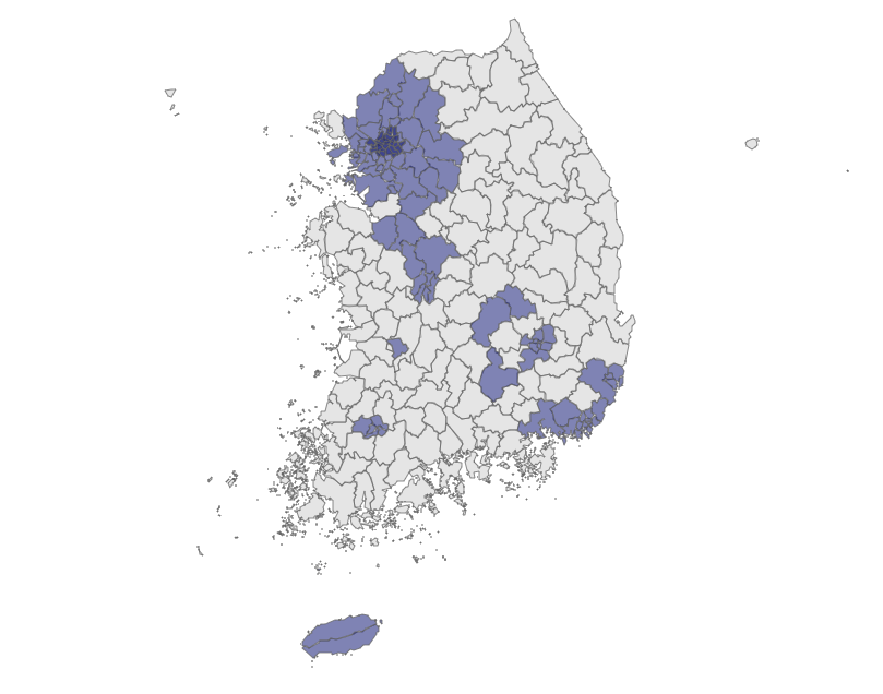 쿠팡 로켓배송 가능지역 지도 표