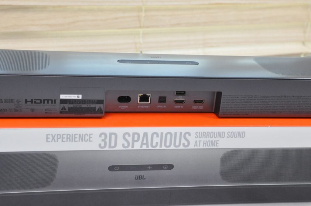 JBL 사운드바 멀티빔 5.0 입출력 후면 단자