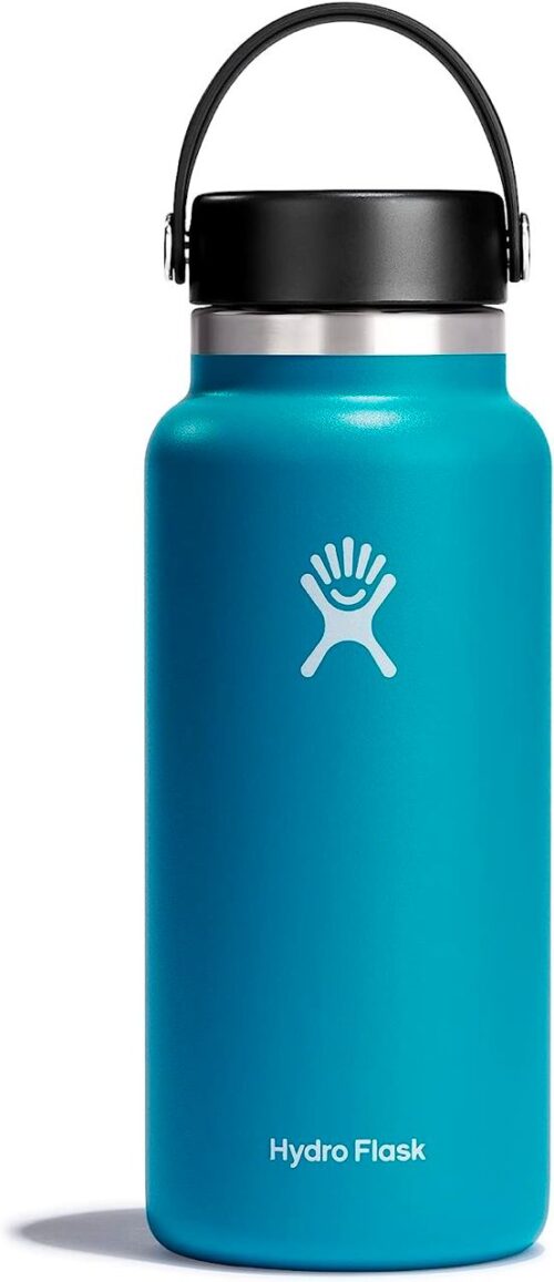 Hydro Flask Stainless Steel Wide Mouth Water Bottle with Flex Cap and Double-Wall Vacuum Insulation