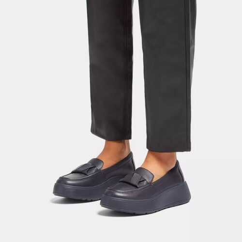Folded-Leather Flatform Loafers